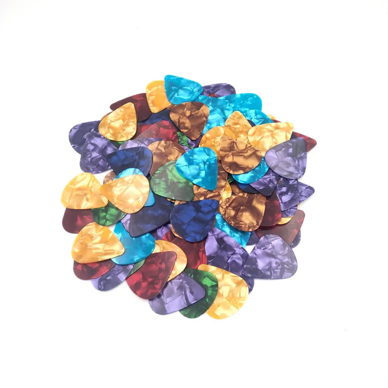 101 pcs gitarre pick zubehör 046mm 071mm 096mm farbe zufällig heißer verkauf akustische picks plektrum celluloid elektrische glatte