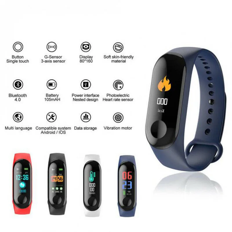 LYKRY M3 Smartband кровяное давление фитнес-браслет трекер пульсометр браслет умные часы для IOS Android телефон