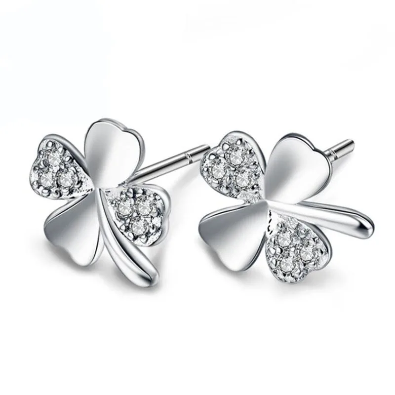 

Серьги-гвоздики из настоящего стерлингового серебра 925 пробы в виде клевера, серьги-винт, милый подарок на день рождения для женщин и девоче...