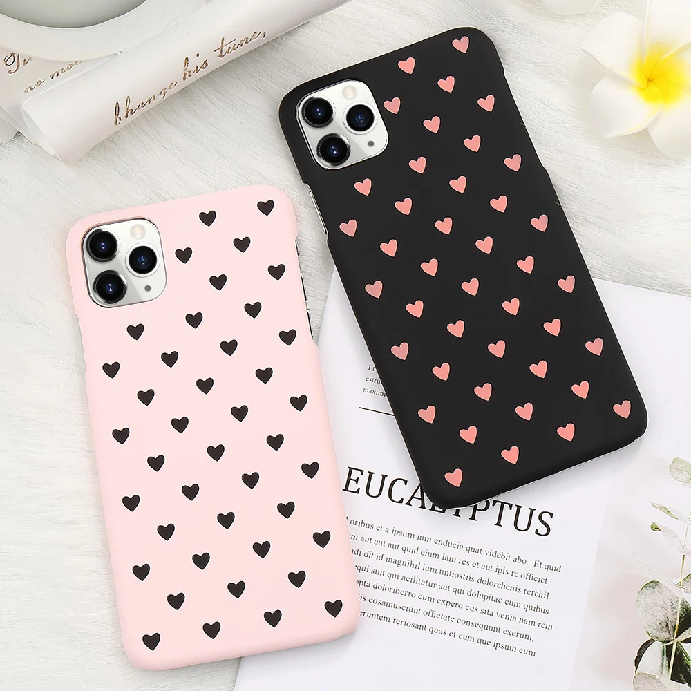 LAPOPNUT Heart Lovers Phone Case for Iphone 11 Pro Xs Max Xr X 8 7 Plus 6 6s 5 5s SE Small Love Girl PC Hard Back Cover