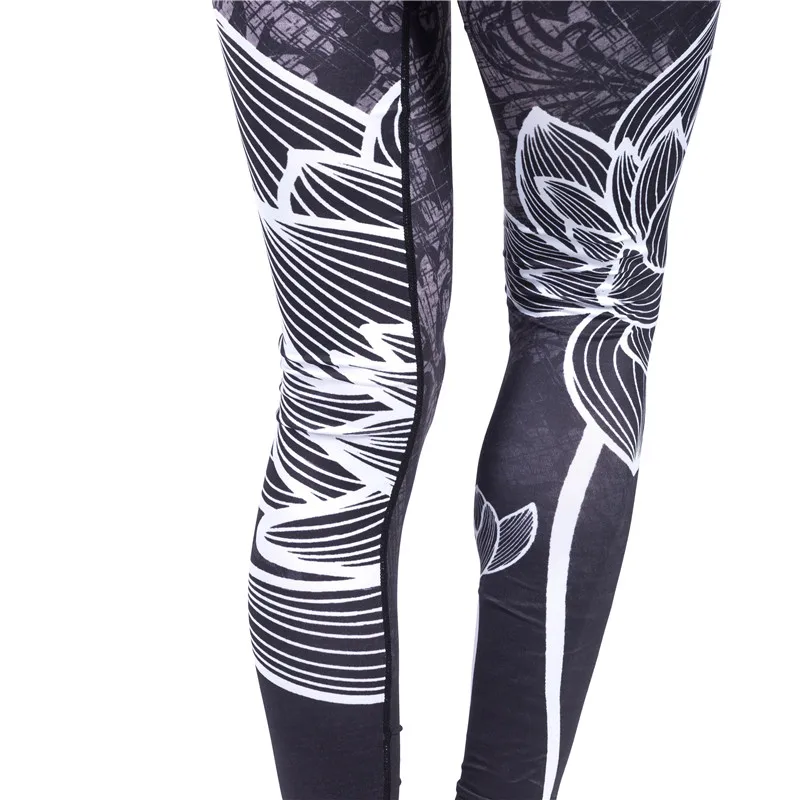 

3D Digital Print Leggings Women Lotus Flower Trousers Fitness Legging Elastic High Waist Leggings Workout Activewear