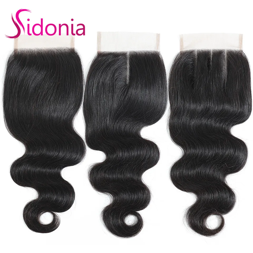 Sidonia Hair Brazilian Body Wave Lace Closure Natural Color 10-20 Inch 4*4 Closure Free/Middle/Three Part Remy Human Hair