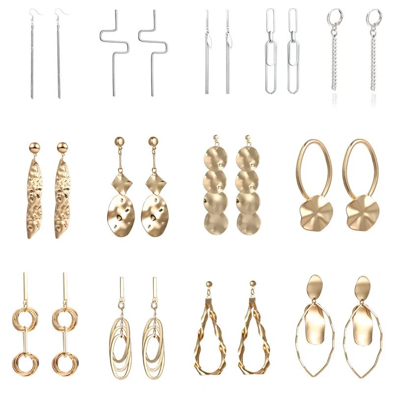Женские длинные серьги подвески корейские Металлические с цепочкой в стиле