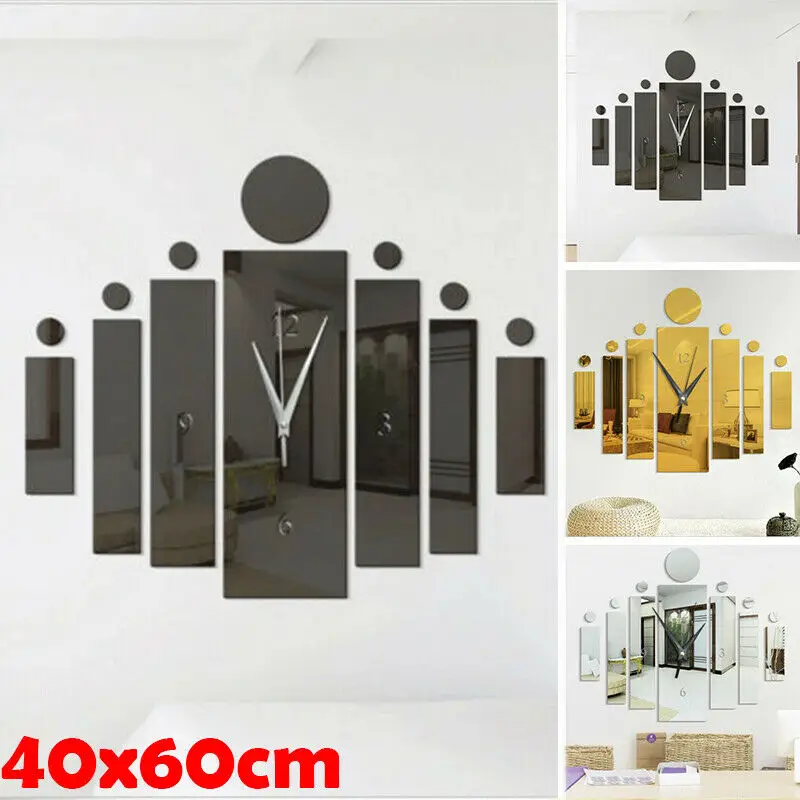 Современные DIY 3D акриловые зеркальная поверхность настенные часы стикер