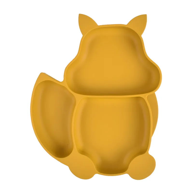 

BPA Free Baby Silicone Tableware Cute Squirrel Baby Dishes Solid Sucker Training Plate Bowl Waterproof Feeding Set Infant Dishes