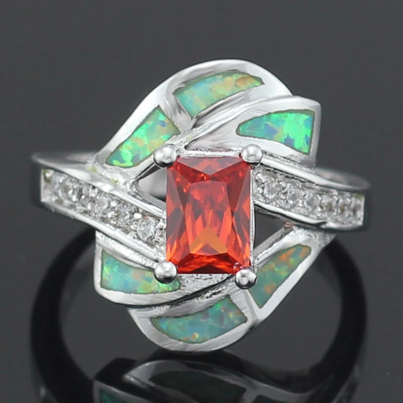 Green Fire Opal Stones Garnet Fashion Jewelry Silver Plated Rings for Women OR842 | Украшения и аксессуары