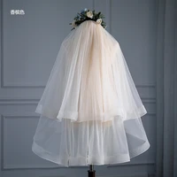 wedding veil comb 2021 two layer real photos champagne cheap tulle bridal veil in stock