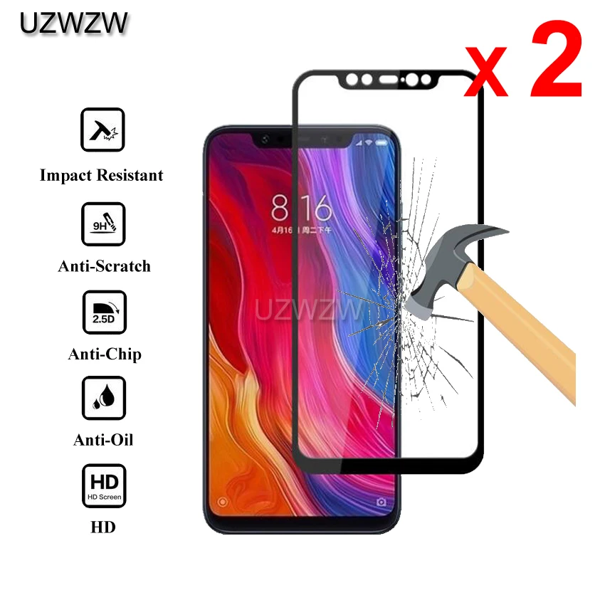 2 шт закаленное стекло для Xiaomi mi 8 mi 8(6,21 дюйма) полное покрытие 2.5D защита экрана защитное закаленное стекло для Xiaomi mi 8