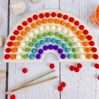 rainbow board baby toys clip beads montessori wooden color sorting puzzle montessori educational toys sensory toy gift rainbow