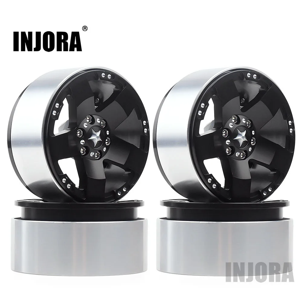 25BK Injora 4 шт. металлический 2,2 обод колеса, Фитинги 5 спицы для 1/10 RC Рок комплект автомобильных принадлежностей для передней и задней оси SCX10 90046 RR10 Морок TRAXXAS TRX4 - Цвет: 25BK