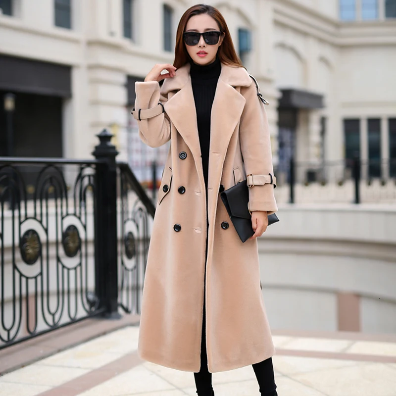 Пальто из натурального меха женская одежда 2020 Длинная зимняя куртка овечья