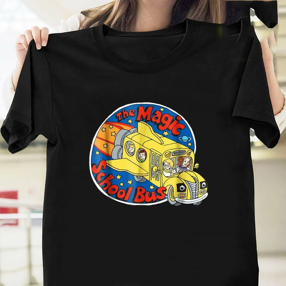 Забавная футболка с рисунком из мультфильма Волшебный школьный автобус черная