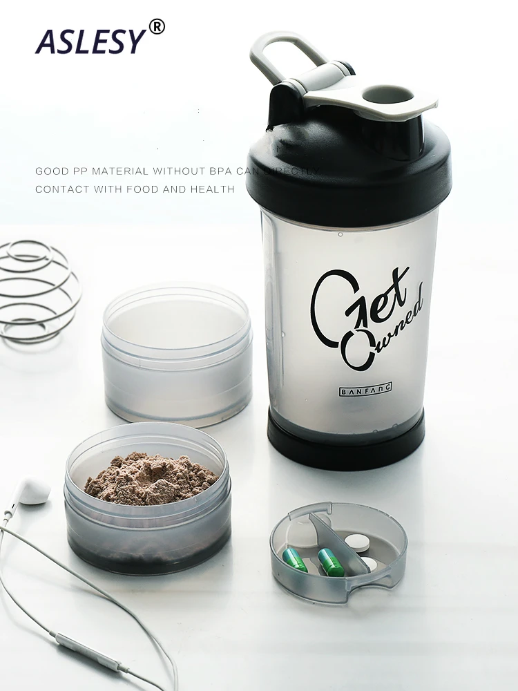 500 мл шейкер для занятий спортом бутылка протеина питательная пудра чашка