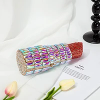 lipstick evening crystal clutch bag women luxury boutique metal rhinestone wedding purses and handbags designer top quality
