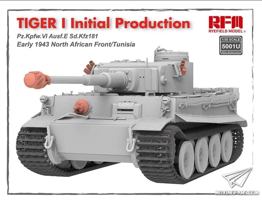 Ryefield 1/35 RM5001U Тигр I PZ.Kpfw.VI Ausf.E sd.kfz.181 Первоначальное производство раннего 1943 года Северо-Африканский фронт/Тунис