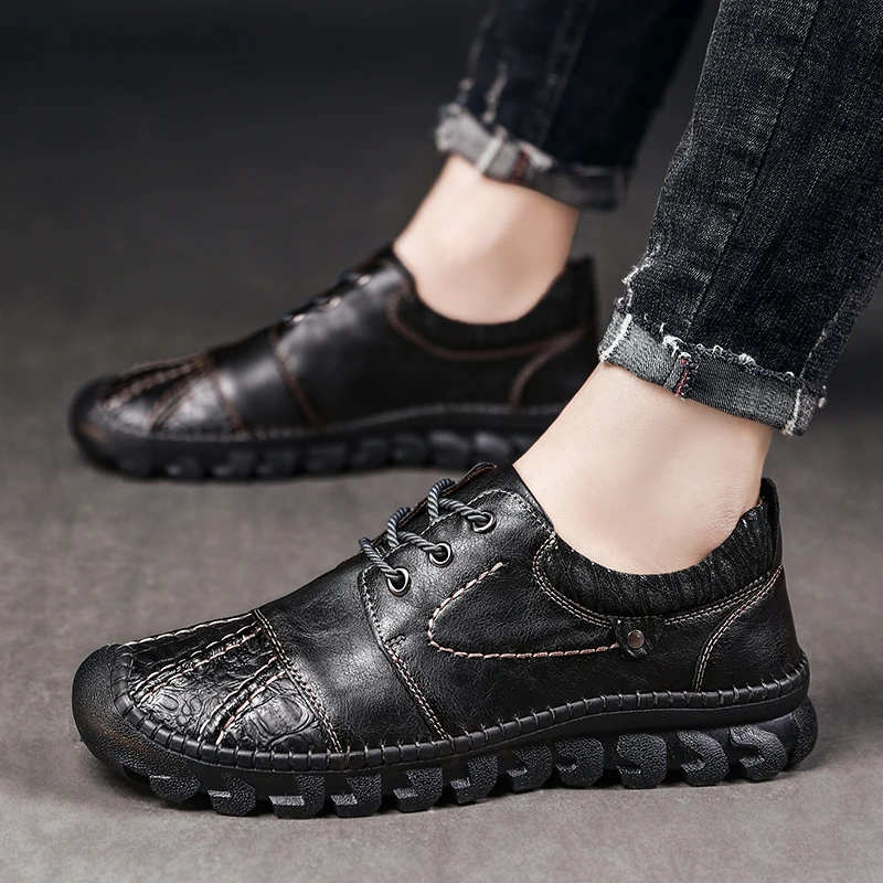 

Мужские туфли-оксфорды ручной работы, натуральная кожа, мягкая повседневная обувь на плоской подошве, шитье ручной работы, большие размеры 48