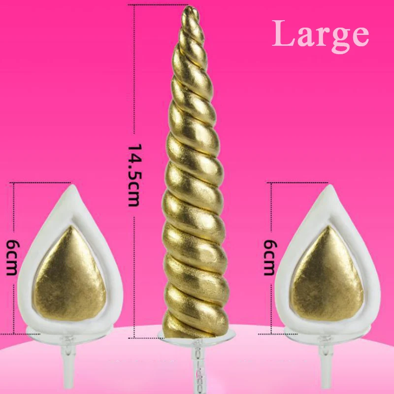 

1set Animal Cake Topper Gold Birthday Cake Topper Horn Ears Party Decoration