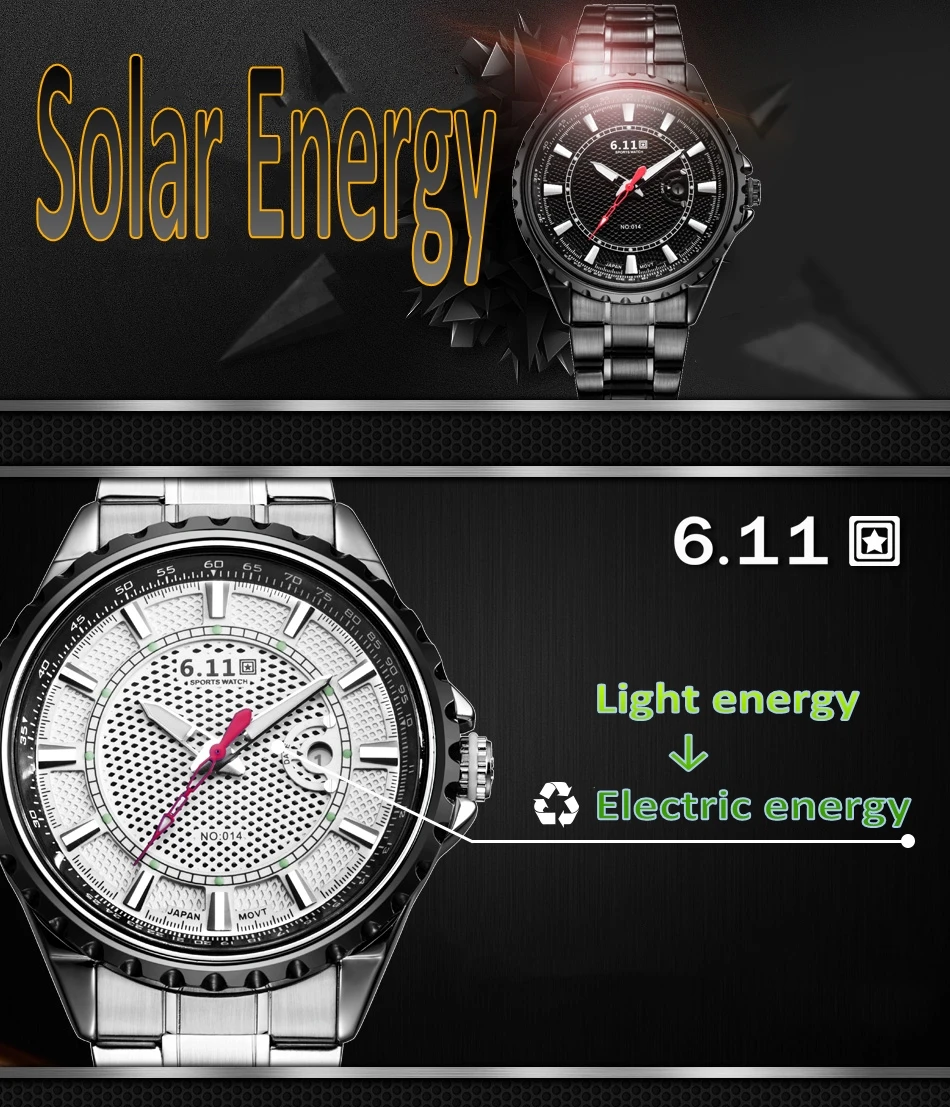 611 солнечные часы лучший бренд часы Мужские reloj macsulino light kinetic energy кварцевые часы со стальным ремешком водонепроницаемые часы с календарем Мужские