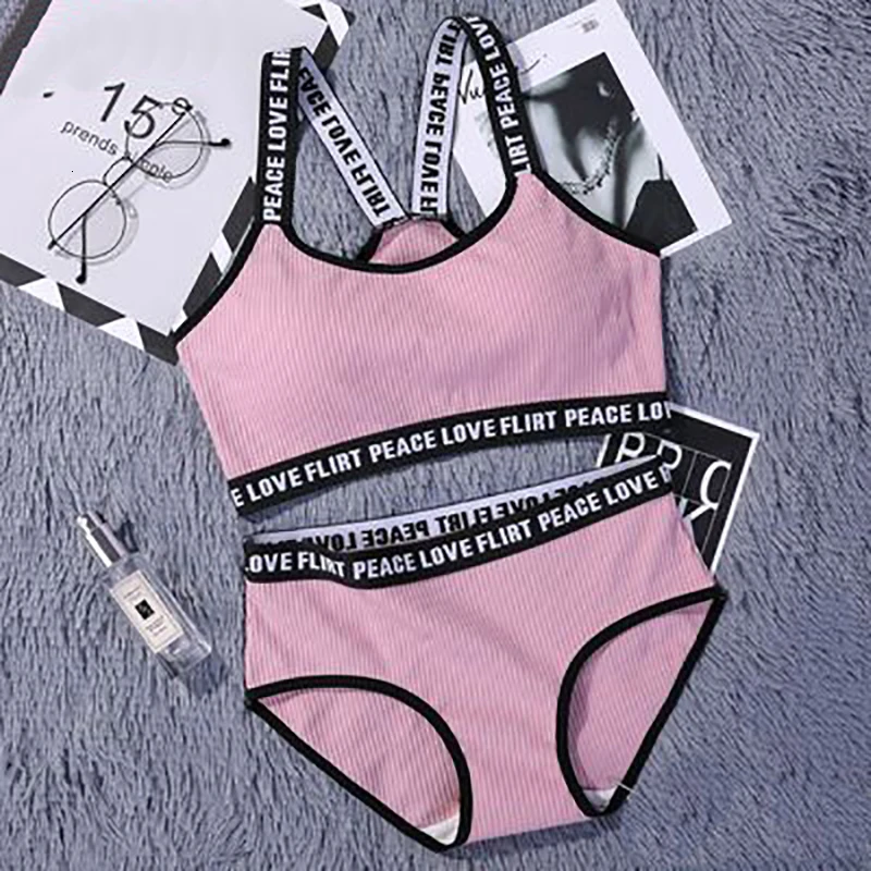 Комплект нижнего белья пуш ап для женщин комплект с буквенным принтом женский