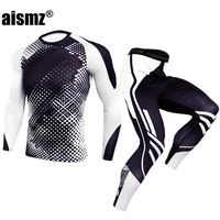 aismz men thermal underwear sets compression sweat quick drying long johns fitness bodybuilding shapers sexy tights mens legging