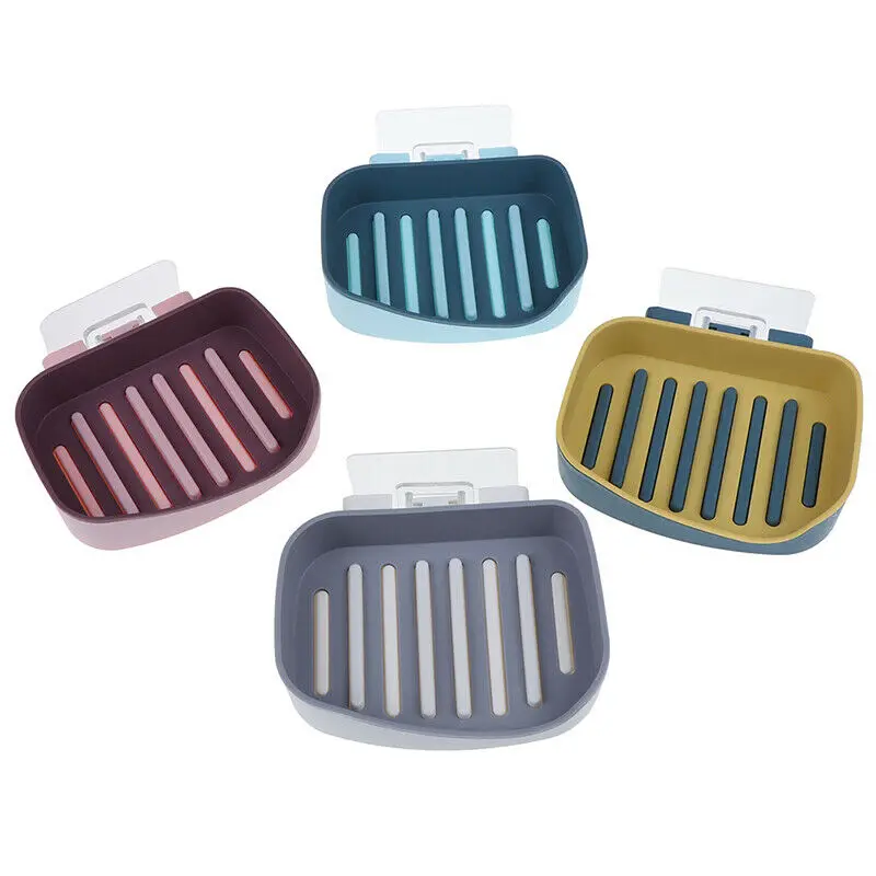 Настенный держатель для мыла с двойным сливом самоклеящаяся полка хранения