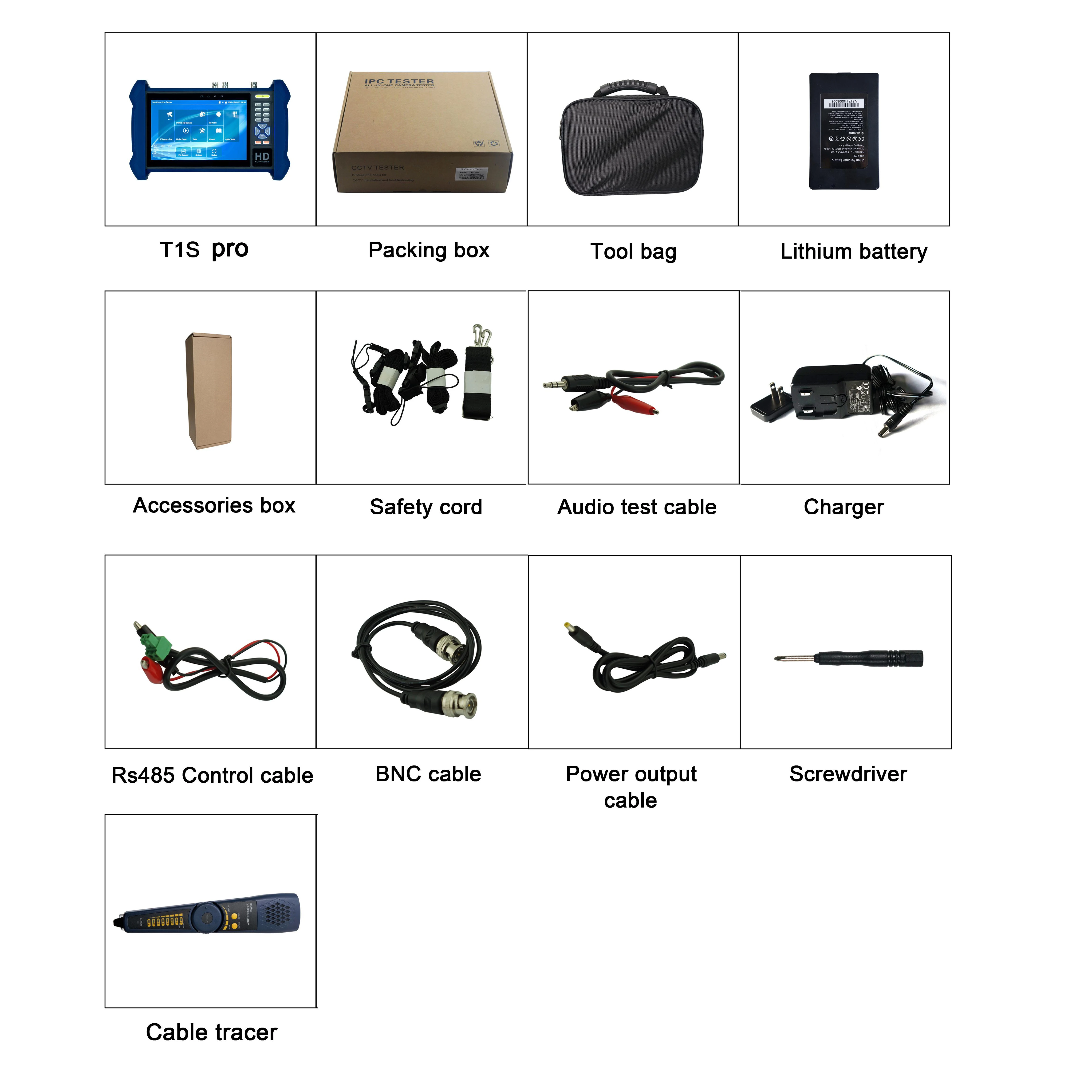 T1S pro CCTV монитор 7 &quotH.265 4K 6 в 1 тестер IP аналоговый 8MP AHD TVI CVI SDI камера с кабелем tracer