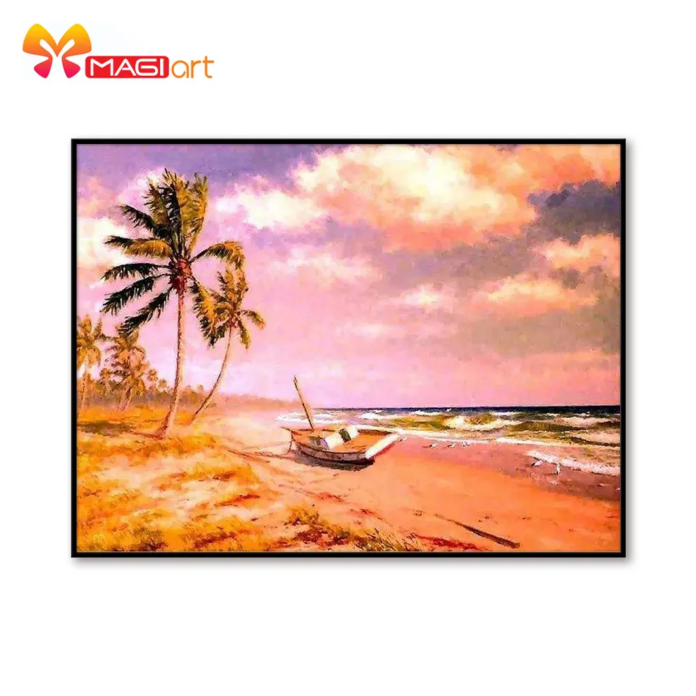 

Cross stitch kits Embroidery needlework sets 11CT water soluble canvas patterns 14C landscape Tropical beach -NCMS129