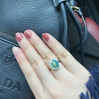 Aazuo 18K Orignal Yellow Gold Natural Opal Ring Gift for Woman Upscale Trendy Classic Party Original design style