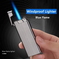 metal ultra thin classic fashion windproof blue flame lighter circulating charge gas lighter cigarette accessories mens gifts