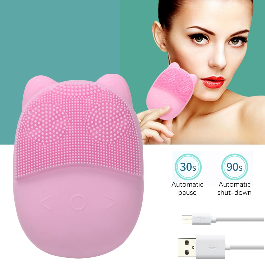 

Hot Electric Silicone Facial Cleanser Ultrasonic Massage Vibrating Facial Washing Device Waterproof Household Facial Cleaner