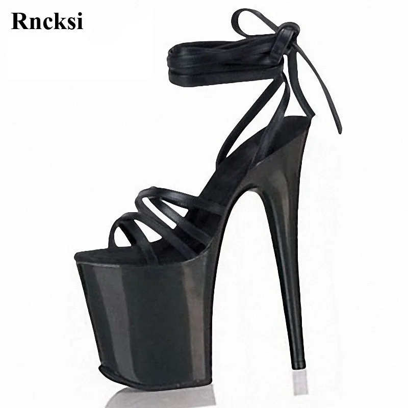 

Rncksi New 20cm Sexy fashion models to shoot steel pipe shoes shoe stage shows black high-heeled shoes bride wedding sandals