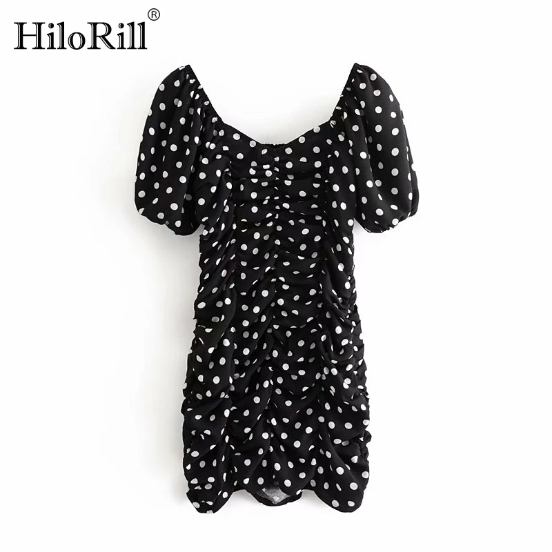 

HiloRill Women Sexy Polka Dot Bodycon Dresses 2021 Short Sleeve Elegant Party Mini Dress Summer Chic Short Sundress Vestido
