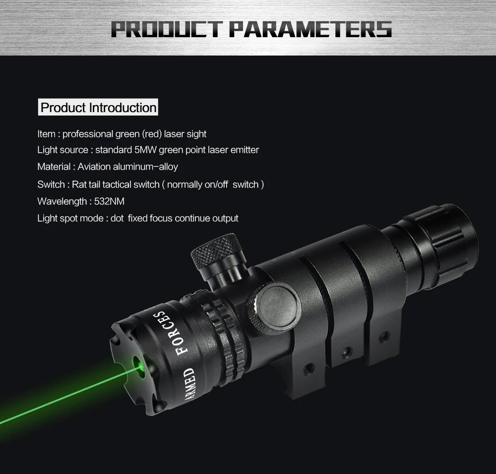 Высококачественный Тактический охотничий зеленый лазерный прицел из