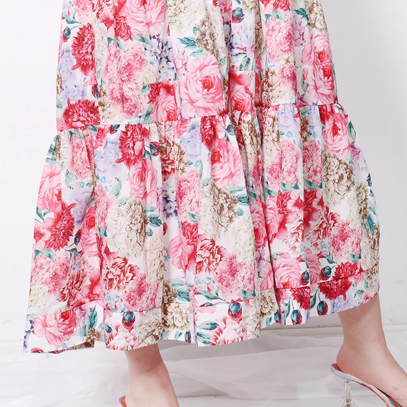 

XIZIHUPAN Casual Print Dress For Women Square Collar Sleeveless High Waist Backless Zipper Maxi Dresses Female Summer 2021 Style