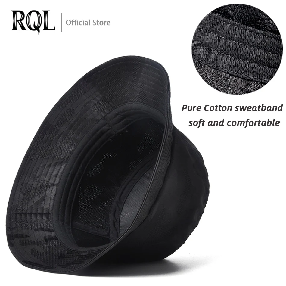 Панама мужская двусторонняя хлопковая шапка для рыбалки чёрная камуфляжная