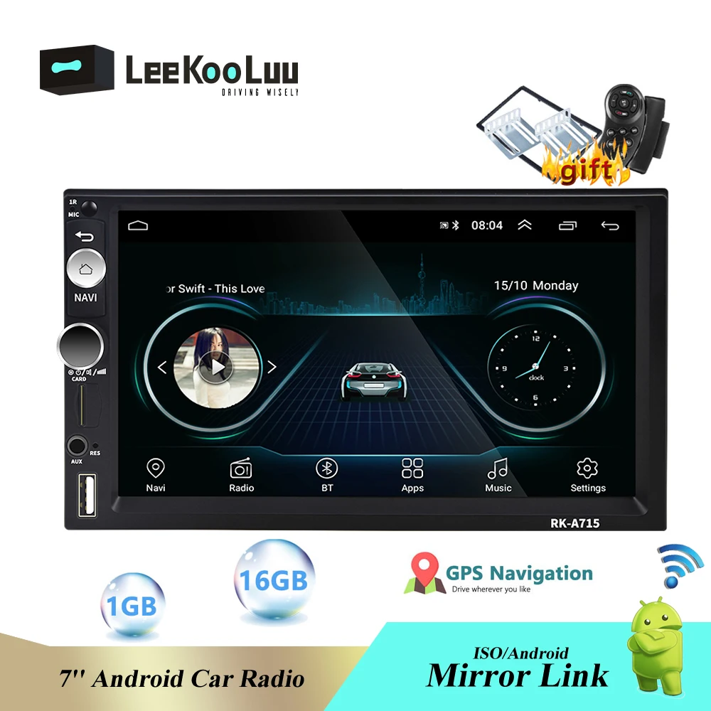LeeKooLuu 2 din Android автомобильный Радио мультимедийный плеер 7 ''HD авторадио Bluetooth wifi
