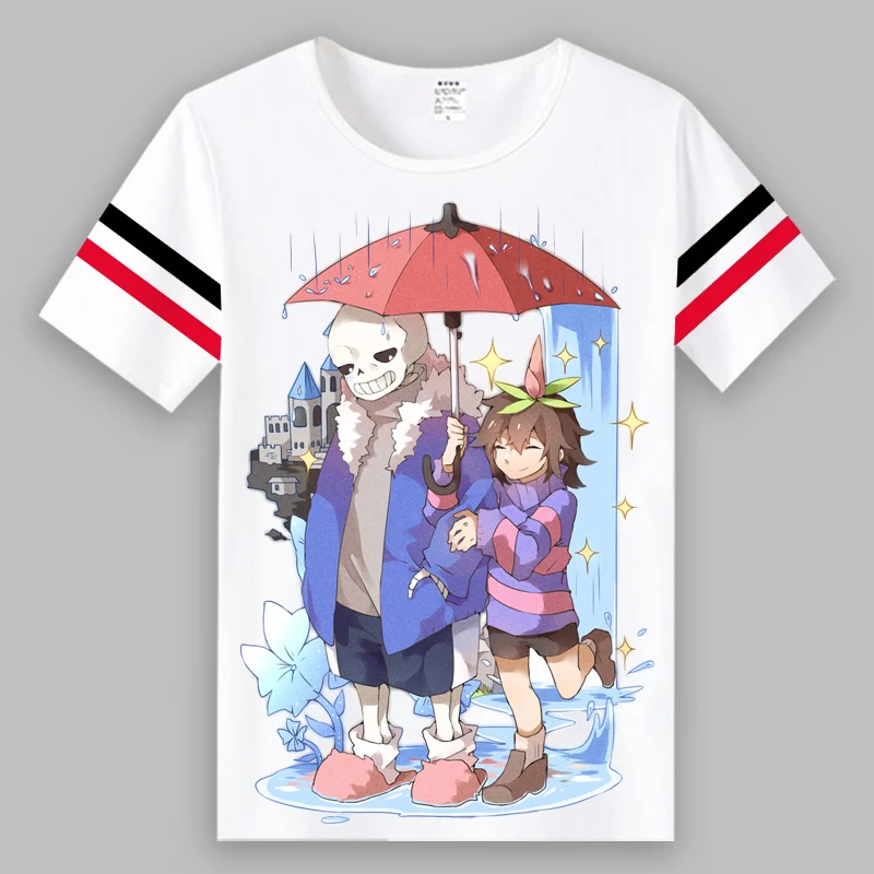 Футболка для косплея Undertale летняя повседневная футболка с принтом скелета Sans Frisk