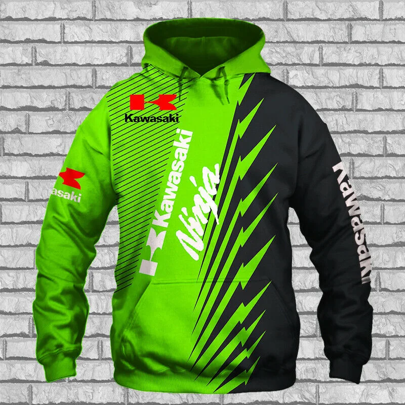 Толстовка Kawasaki Мужская с цифровым принтом свитшот на молнии пуловер в стиле