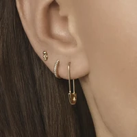 vg 6ym punk safety pin studs earrings for women gothic alloy golden trendy pin earring hiphop fashion female jewelry accessorie