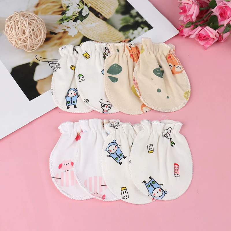 4 pares de dibujos animados lindo beb&eacute; ni&ntilde;os ni&ntilde;as antiara&ntilde;azos mitones guantes-3