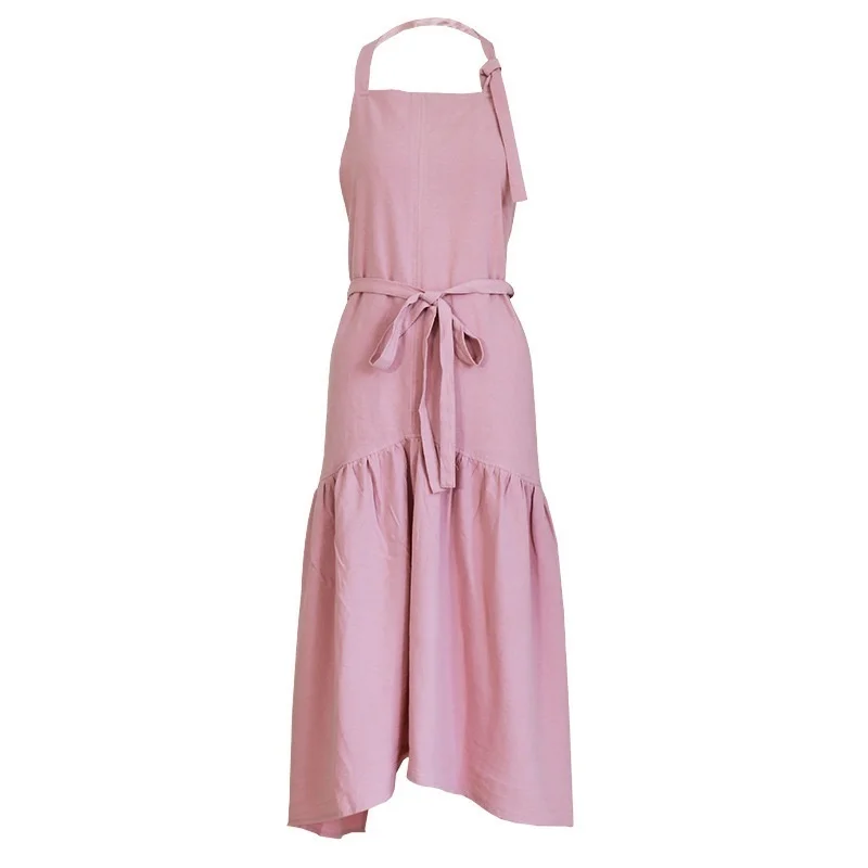 Фартук для женщин и мужчин из хлопка льна длинный нагрудник барбекю кухни