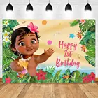 Тропический мультяшный ребенок Моана Виниловый фон для фотосъемки 1-й День рождения фон для фотосъемки для детей портрет Фотостудия