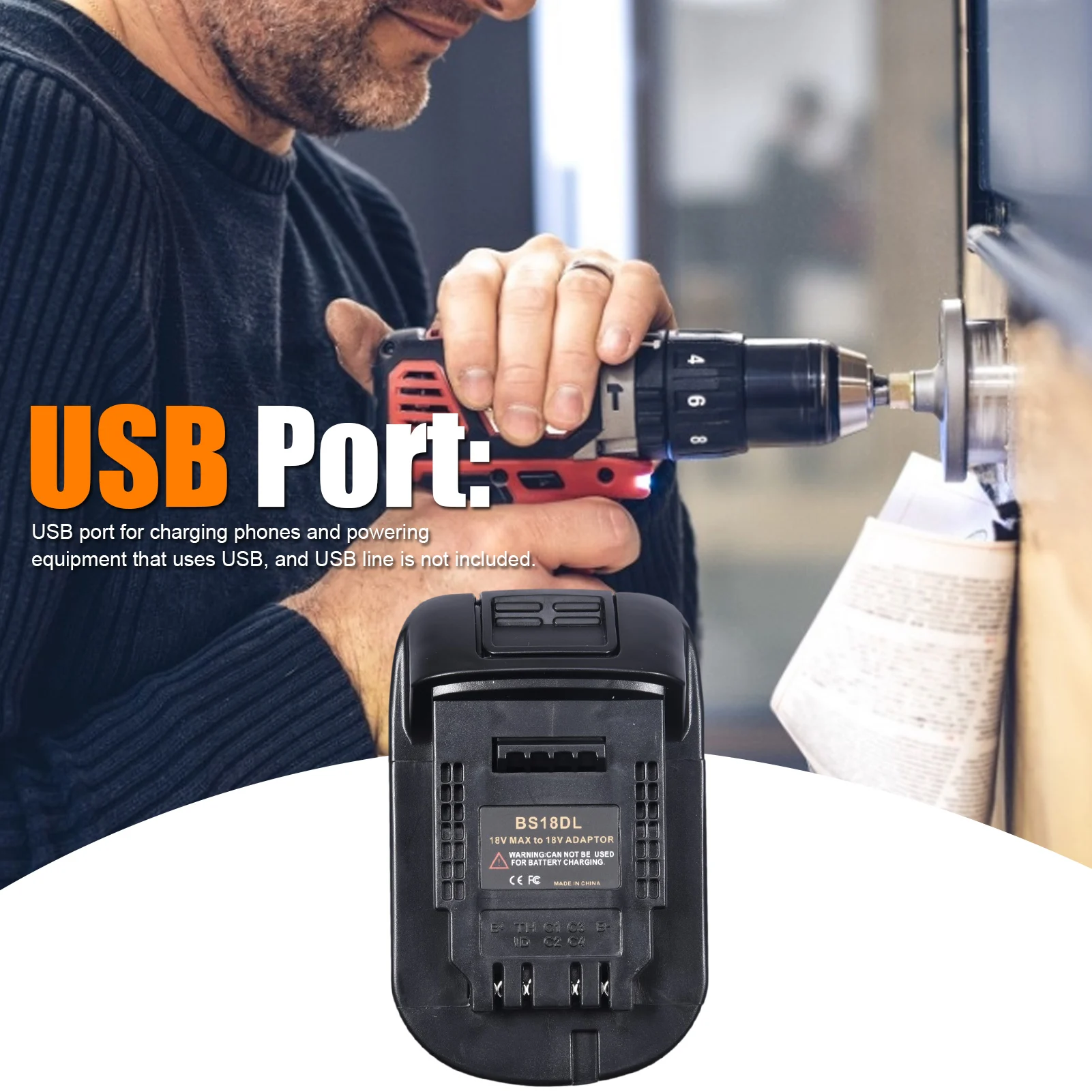 

BS18DL Battery Adapter Adapter for Bosch 18V Lithium Ion Battery and Replacement Battery