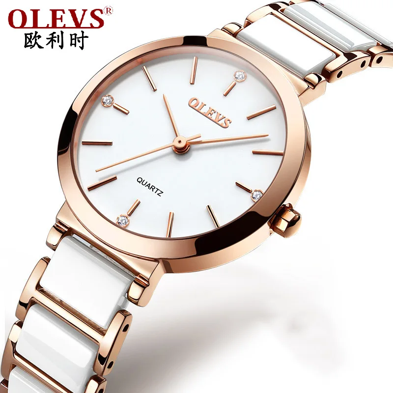 

Olevs Brand Ceramic Strap Quartz Watch Simple Trendy Ladies Watches Women's Watch watches for women watches