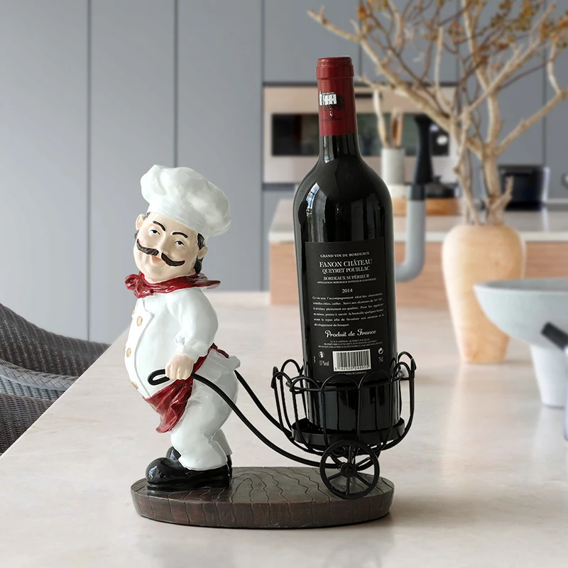 Chef Sculpture Wine Rack Home Decor Kitchen Living Room Desktop Relf Bar Accessories Nordic Decoration Storage | Дом и сад