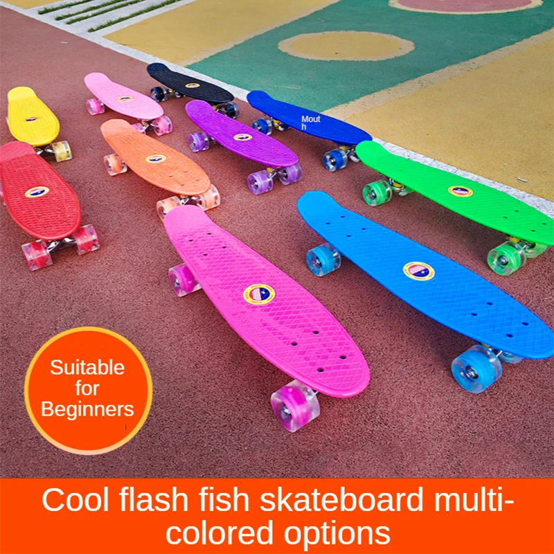 

22inch Skateboard Fish Board Mini Cruiser Children Scooter Longboard Skate Boards Retro Penny Printed Board Wheel Truck Bearings