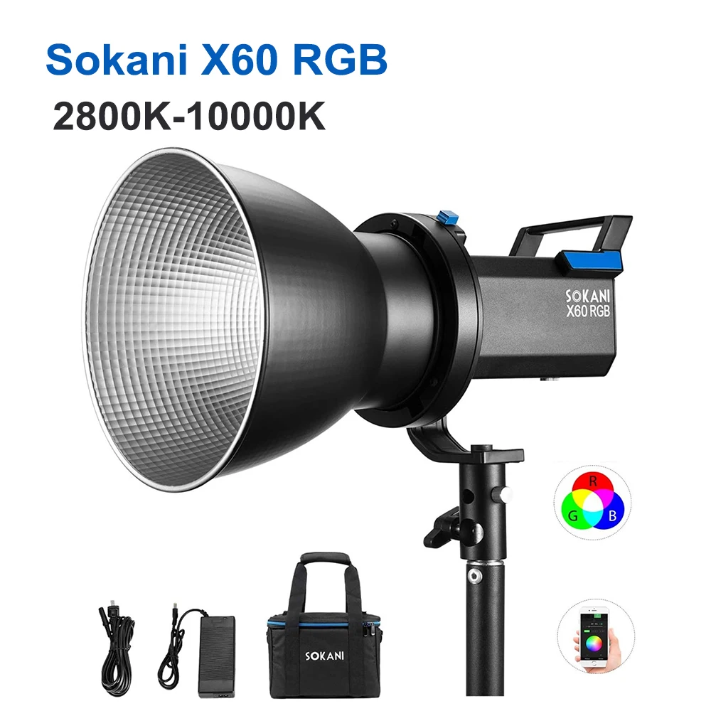 Sokani X60 V2 RGB светодиодный светильник видео 2800K-10000K Bowens крепление CRI96 TLCI 95 + эффект ing