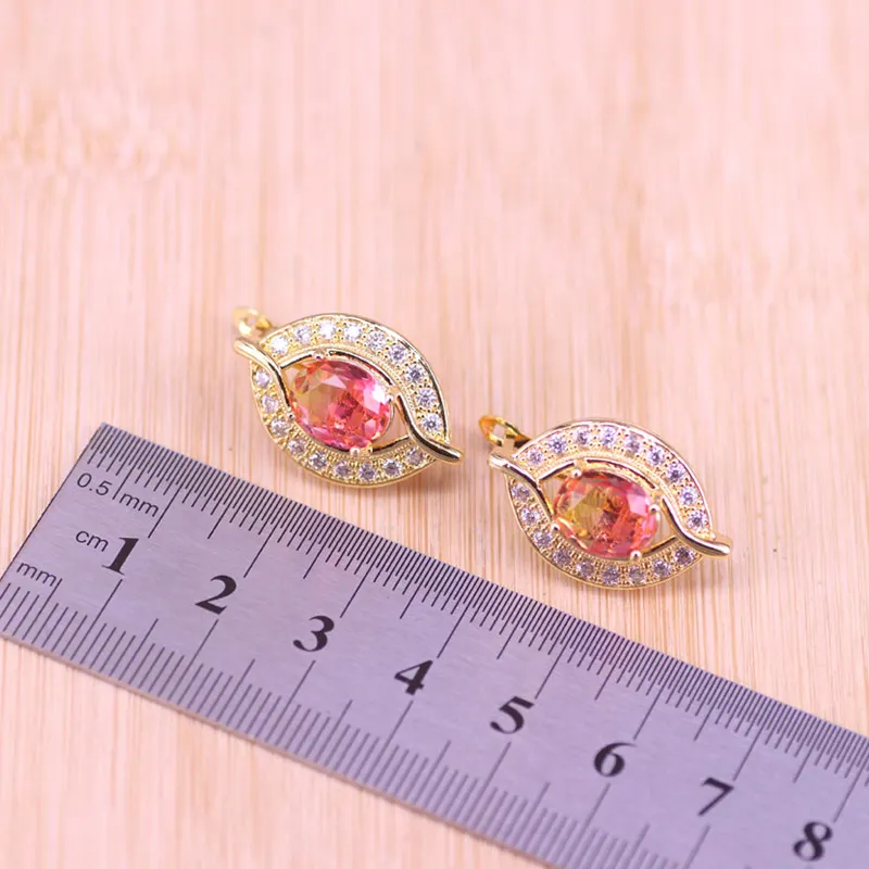 Комплект из колье и серёг под розовое золото 18 карат | Украшения аксессуары