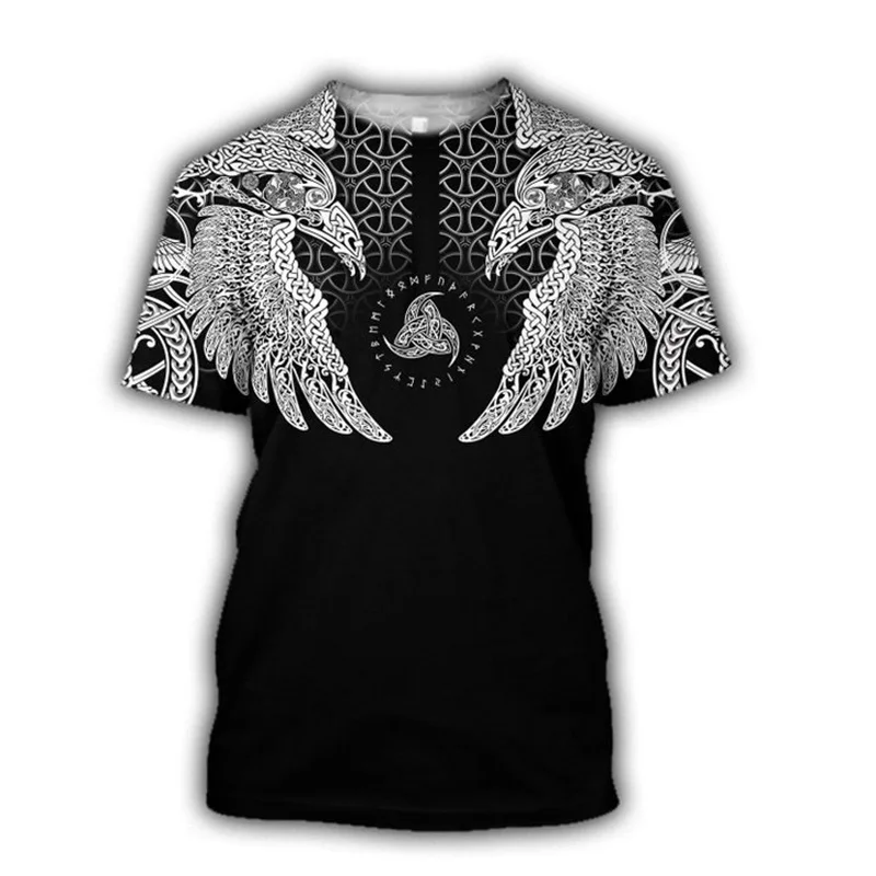 Мужская футболка с рисунком символ викингов odin Tattoo 3D модная рубашка в стиле
