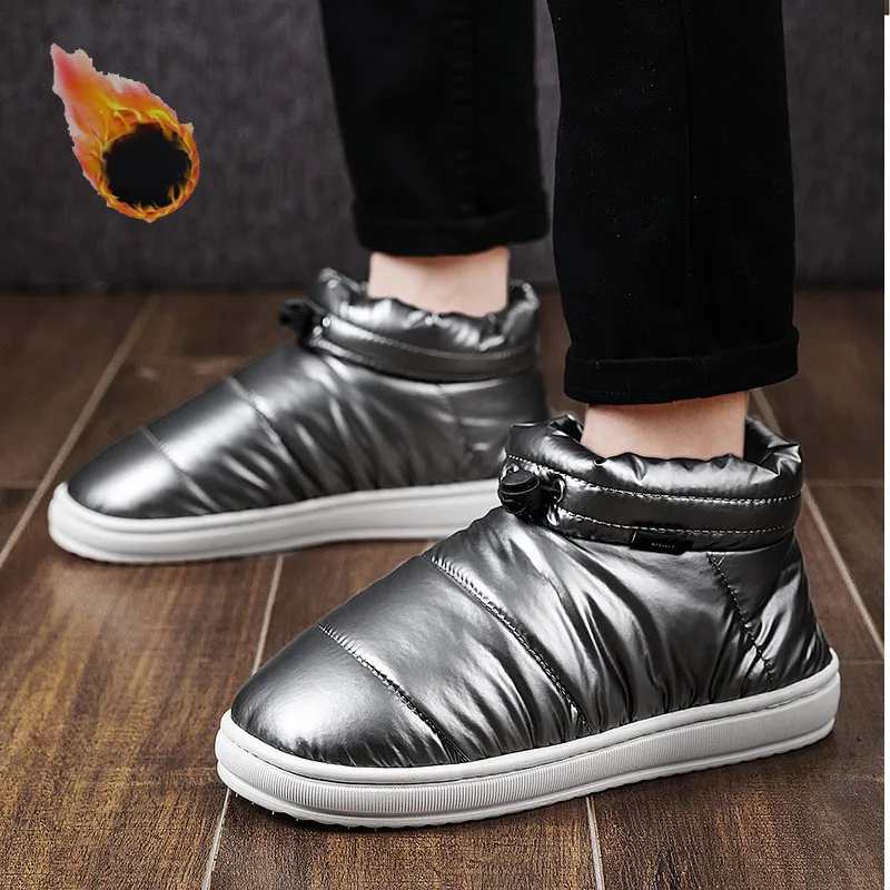 

2021 Waterproof Indoor Outdoor Men's Bread Shoes Winter Women Men Cotton Slippers Down Thick Bottom Elastic Band Ankle Boots